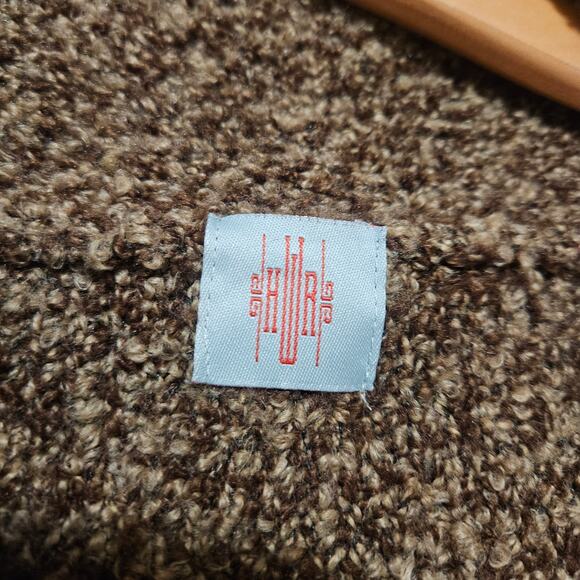 Anthropologie HWR Brown Boucle Cardigan Blazer M Velvet Trim Wool Blend - Picture 6 of 13
